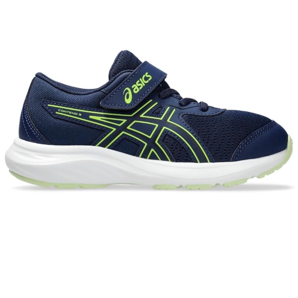 NEW ASICS Kids' Navy and Neon Green Running Shoes Sz 11